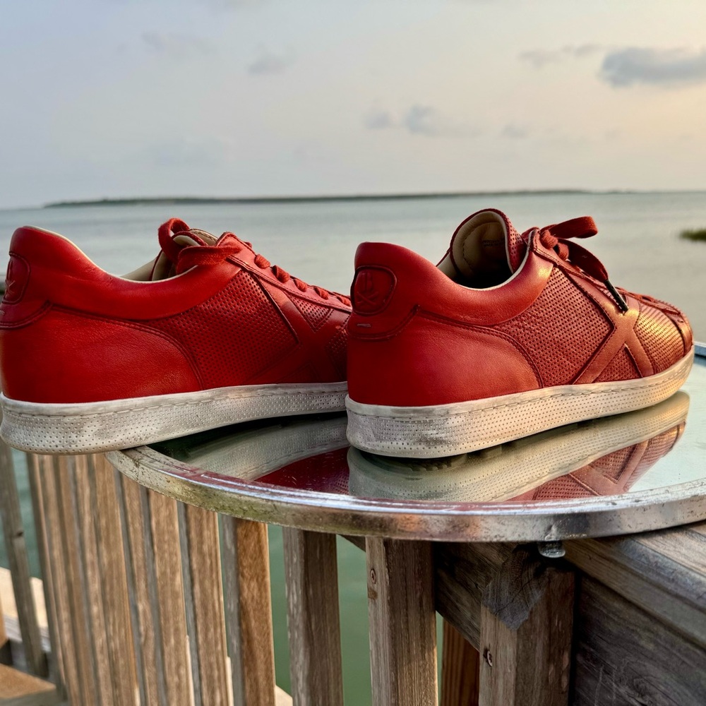 Bootleg by John Varvatos Men’s Brick Red Soft Tumbled Calf Low Top Sneaker Sz 10